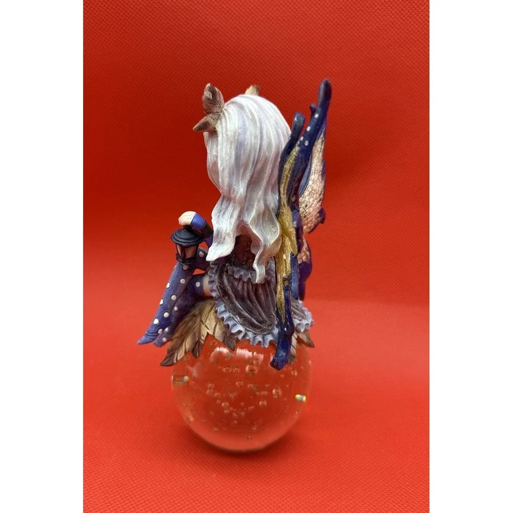 Vintage Fantasy Fairy  Figurine On Crystal Ball with Lantern 6